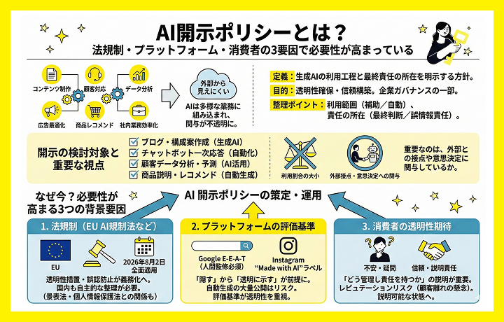 AI開示ポリシーはどこまで必要？法的義務の有無と実務判断の基準